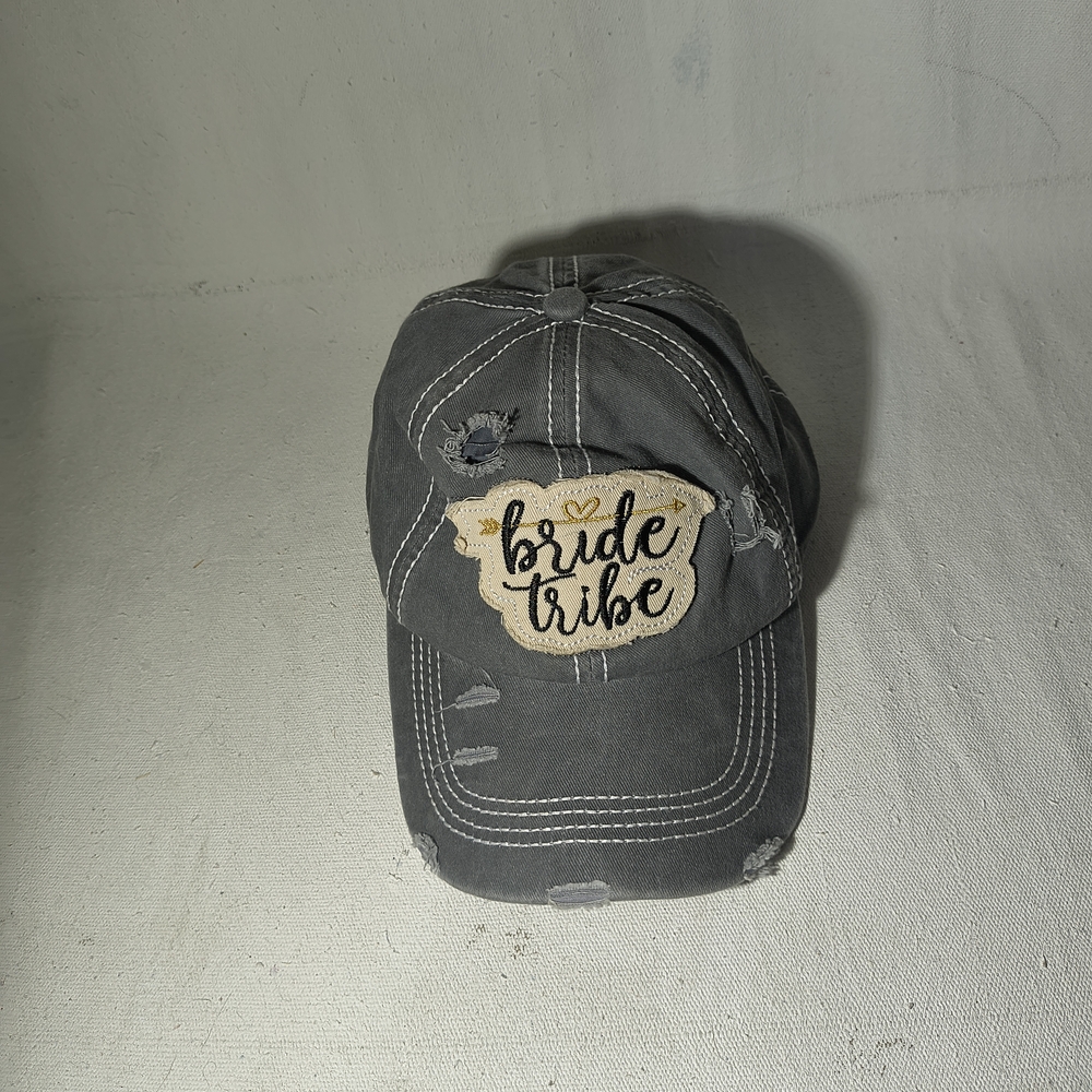 Bride Tribe Women's Distressed With Top Stitching Adjustable Gray Cap